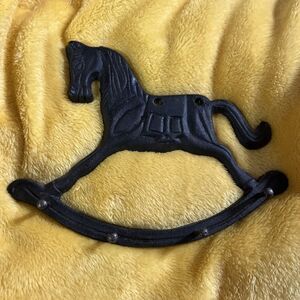 Vintage Cast Iron Rocking Horse Utensil Hanger Keys Holder Wall Decor Black